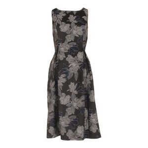 Adrianna Papell Charcoal and Cream Floral Midi Dress